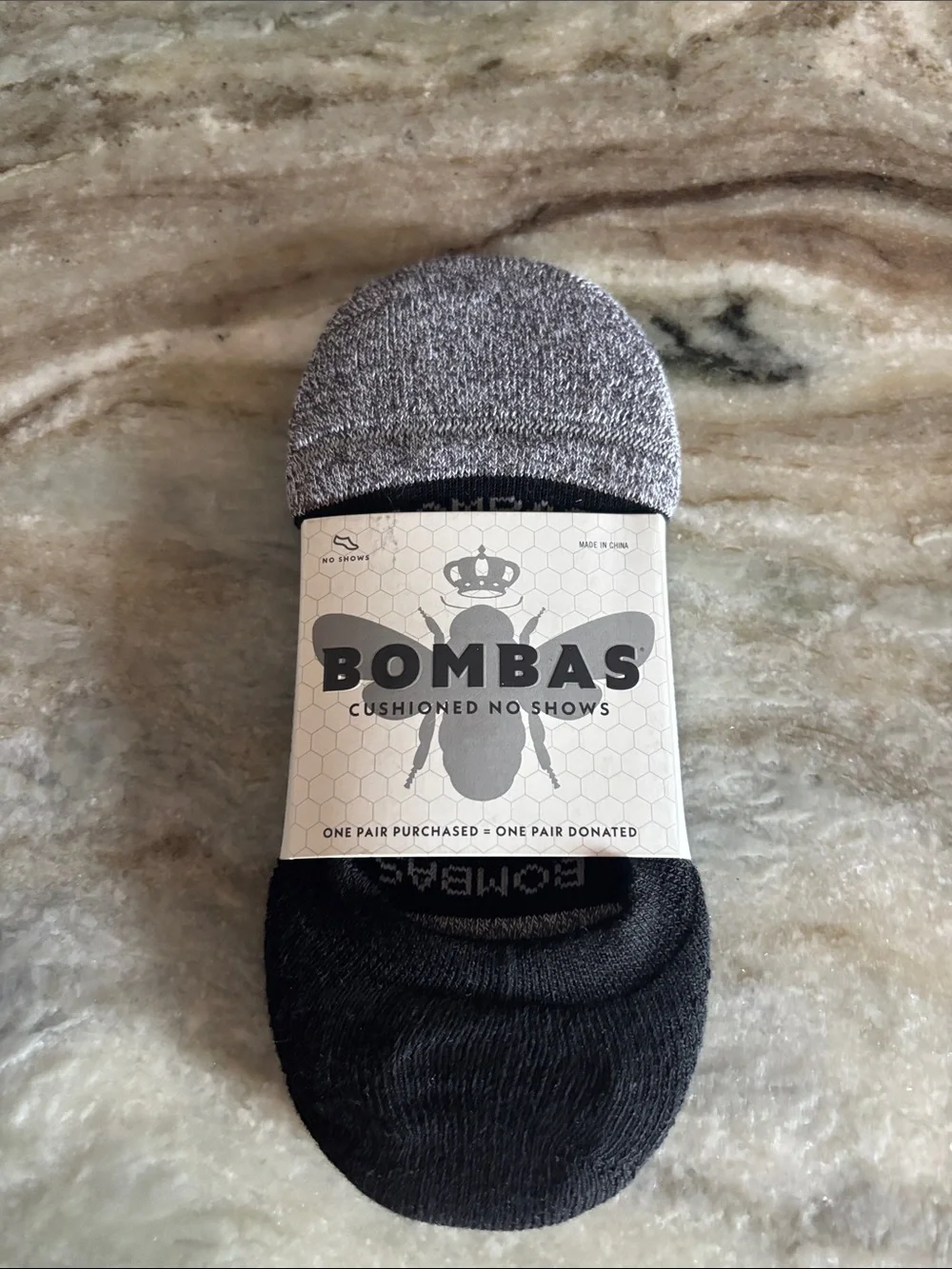 Bombas Woman’s Cushioned No-Show Socks - Black & Gray